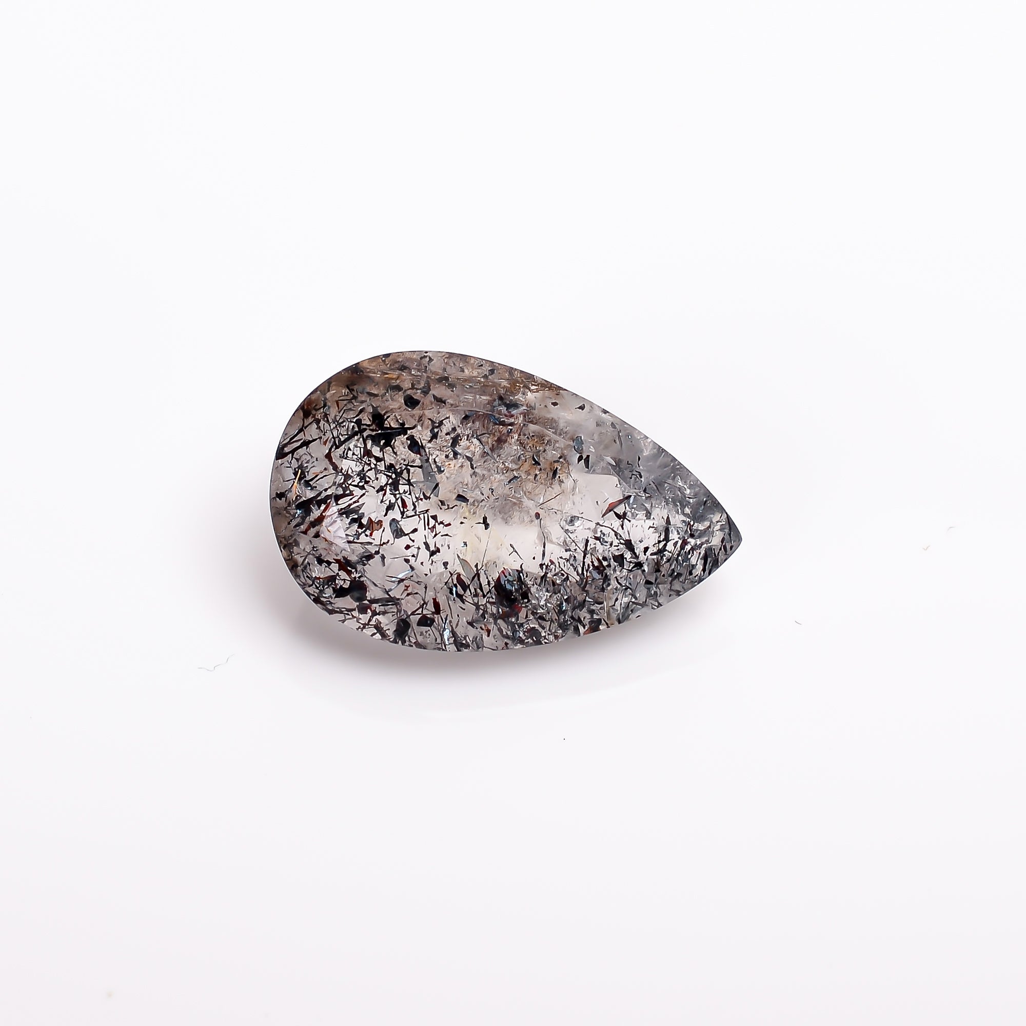 elestial hematite quartz pear shape cut stone loose gemstone